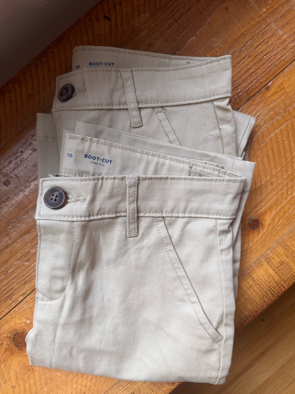 Old Navy Girls School Uniform Bootcut Pants Bundle (2 Pack) Size 10 Khaki